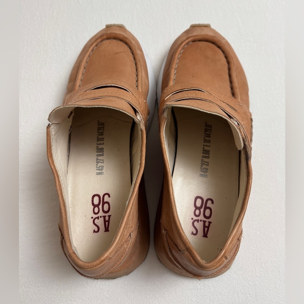 A.S. 98 Elian Platform Leather Loafer In Light Brown Cream Size 42 - US Size 11 - Picture 12 of 15